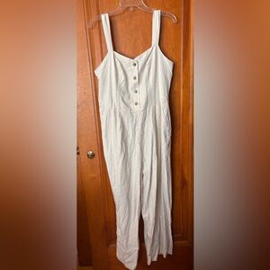 Old Navy Textured Cream Jumpsuit